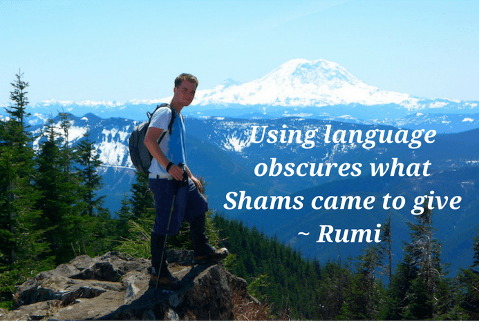 Using language obscures quote by Rumi